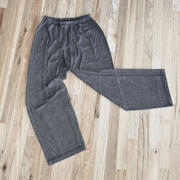 vtg 90s lounge straight leg stretch pants black white dotted slinky small medium - Picture 1 of 5